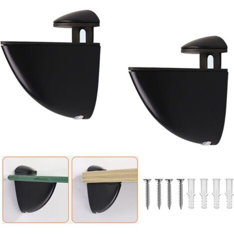2 Stück Verstellbare Glasregalhalterungen, Wandmontagehalterungen Für Glasregale, Schwarz