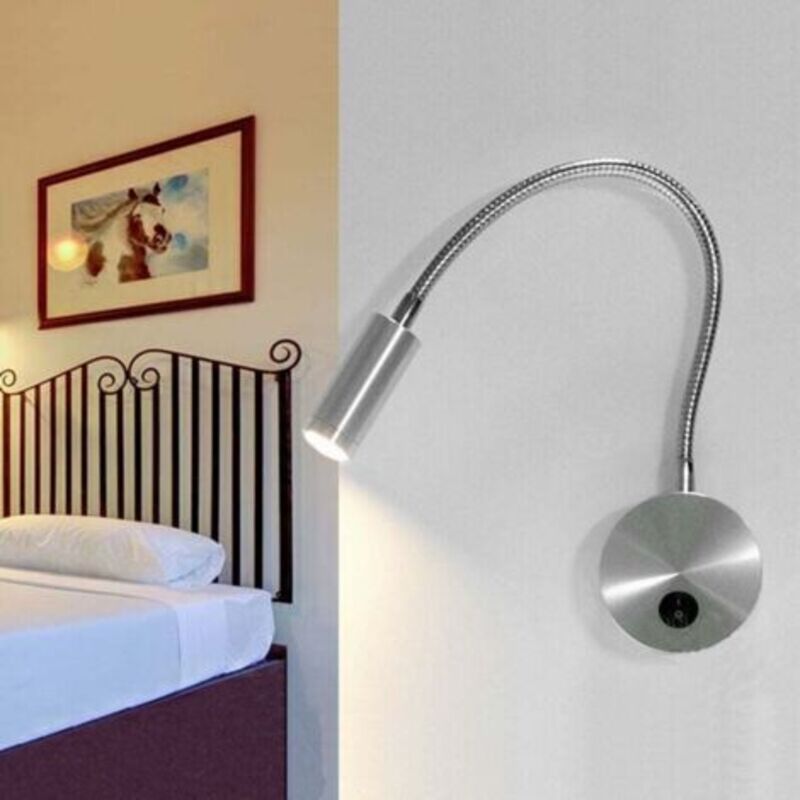 Moderne Silberne Rohrwandlampe Mit Flexiblem Arm – Innenbeleuchtung, Nachttisch-leselampe, Arbeitszimmer, Malerei, Schalter