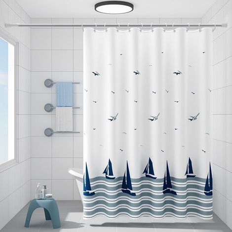 180 X 200 Duschbadewanne, Anti-feuchtigkeits-, Wasserundurchlässiges, Ozeanisches Duschbadetuch Aus Polyester Für Baignoire, Duschkabine, Für Badezimmer, Enthält Eine Häkelarbeit Für Duschbadewanne