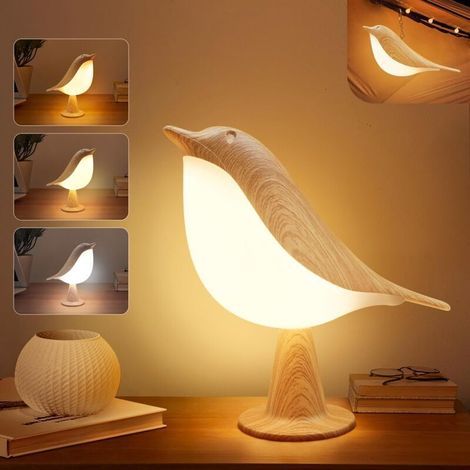 2-in-1-schreibtischlampe, Kabellose Vogel-tischlampe Mit 3-farbtemperatur-dimmer Und Berührungssensor – Wiederaufladbares Batterie-nachtlicht Für Kinder, Schlafzimmer, Nachttisch Und Nutzung