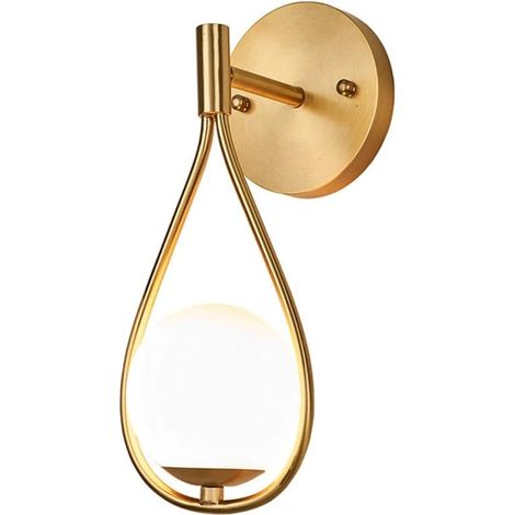 Moderne Wandleuchte Mit Weißer Glaskugel, E27-fassung, 1 Glühbirne, Beleuchtungszubehör, Tropfenförmige Wandlampe Für Schlafzimmer