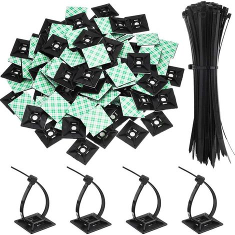 Packung Mit 100 Kabelbinder-klebestützen, Selbstklebenden Stützen Für Die Basis Von Serre-câbles Mit Universellem Attache-câble Für Mehrere Verwendungszwecke In Schwarz (länge 150 Mm, Größe 2 Cm, Schw