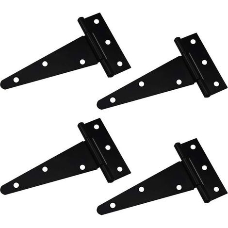 T-scharnier, Dreieckiges Scharnier, Robustes T-scharnier, Verzinktes Dreieck, 10,2 Cm, Schwarz, Kann Zum Aufhängen Von Schranktüren, Gartentüren, Holzkisten, 4 Stück Verwendet Werden
