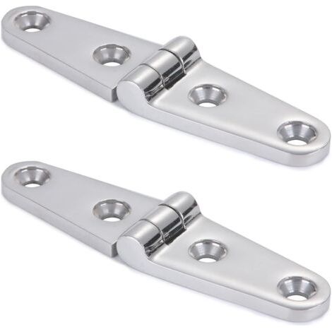 Packung Mit 2 Hochglanzpolierten Edelstahl-türscharnieren Für Möbel, Passend Für Marinescharniere 103 Mm X 27 Mm Mit Schrauben