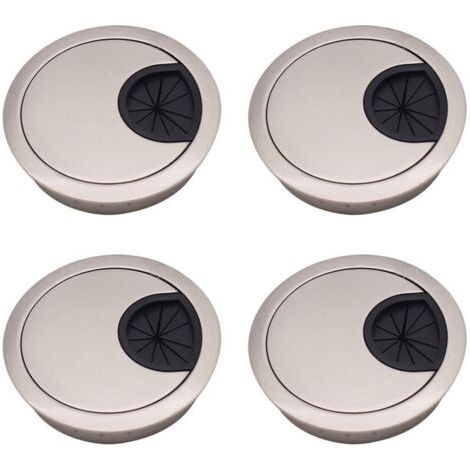4 Stück Kabeldurchlassabdeckung, 60 Mm Runde Unterputzkabel Aus Zinklegierung, Kabeldurchlassabdeckung, Kabellochabdeckung Für Schreibtische, Schreibtische Und Arbeitsplatten, Gebürstetes Silber,
