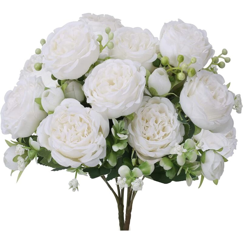 2 Weiße Künstliche Pfingstrosen – Elegante Heimdekoration, Realistische Künstliche Blumen Für Wohnzimmer Und Büro
