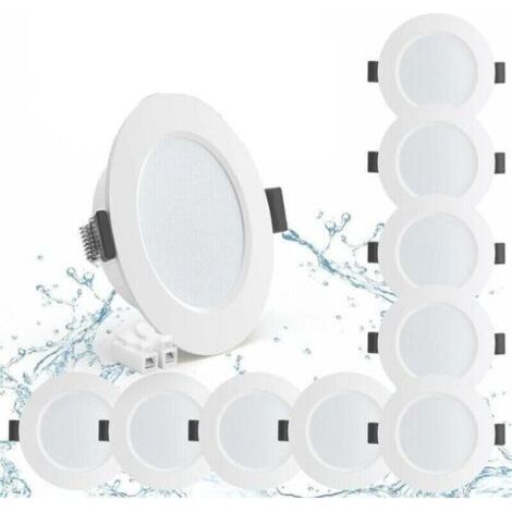 Set Mit 10 Led-einbaustrahlern 5 W Ip44 – Neutralweiß 4000 K – Wasserdicht 450 Lm – Tiefe 25 Mm Für Bad Und Küche