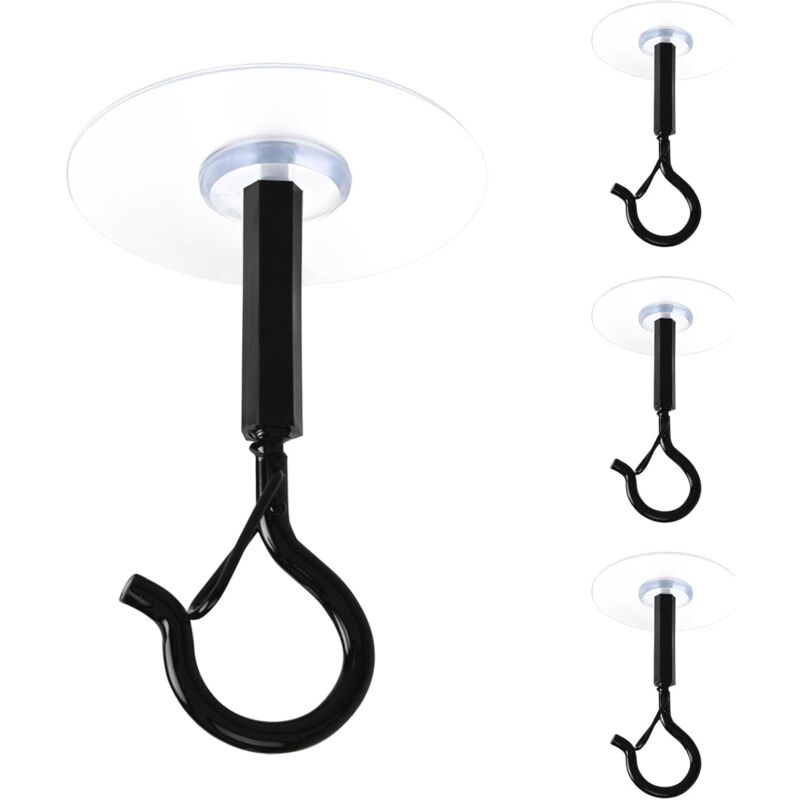 Selbstklebende Deckenhaken Ohne Bohren, Ideal Zum Aufhängen Von Pflanzen, Baby-mobiles, Vorhängen, Lichtern, Laternen Und Windspielen (schwarz, 4er-set)