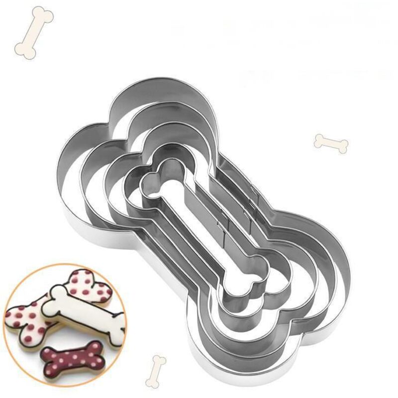 Set Mit 5 Ausstechformen In Knochenform, Edelstahl, Silber