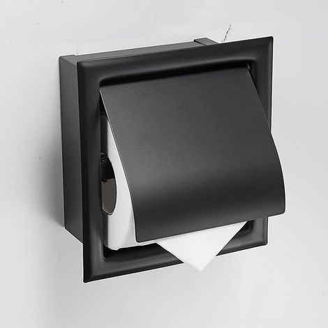 Einbau-toilettenpapierhalter Aus Edelstahl, Quadratischer Toilettenpapierhalter Mit Integrierten Rollen, Schwarz