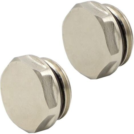 Satz Mit 2 Kühler- Und Verteiler-blindkappen 1/2", Selbstdichtend, Vernickeltes Messing