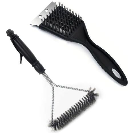 2 Stück Grillbürste, Grill-reinigungsbürste, Grillbürste, Grillbürste, 2-in-1-grillbürste Aus Edelstahldraht + Spitze Multifunktionale Grillbürste