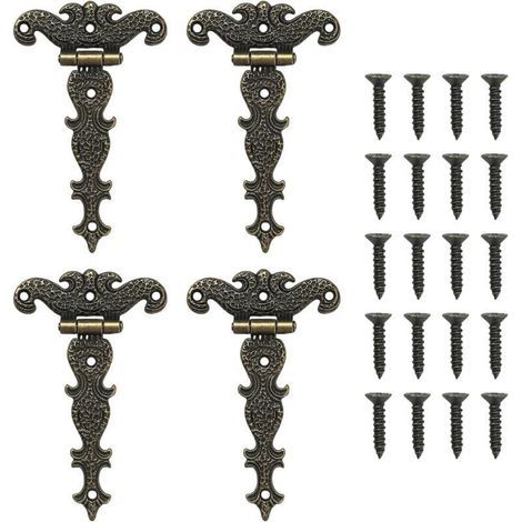4er-pack Retro-t-scharniere Mit Schrauben Für Schränke, Fenster, Holzkisten, Scheunentore, Schuppentüren