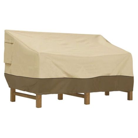 Bankschutzhülle, Wasserdichte Gartenbankabdeckung Aus Oxford-stoff, Outdoor-bankabdeckung, Uv-schutz, Winddichte Sofaabdeckung – Off-white 210d: 147 × 83 × 79 Cm