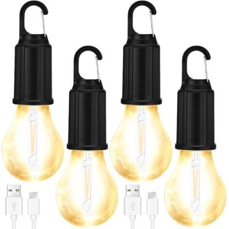 Set Mit 4 Wiederaufladbaren Camping-led-lampen, Led-zelt Mit Häkelarbeit Für Camping Und Notfall