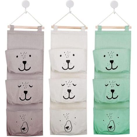 3 Stück Hängeaufbewahrung, 60 X 20 Cm, Stoff-wand-organizer Für Die Tür, Hängende Aufbewahrungstaschen, Organizer Für Badezimmer, Kinderzimmer, Baby (3 Farben)