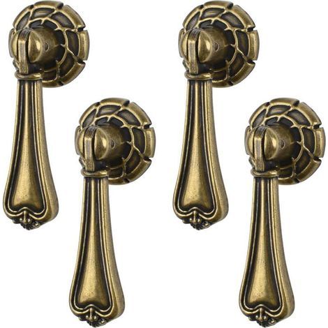Set Mit 4 Vintage-anhängergriffen Aus Zinklegierung, Geschnitzte Bronzebeschläge Für Schränke, Kleiderschränke, Schränke, Schubladen, Türen
