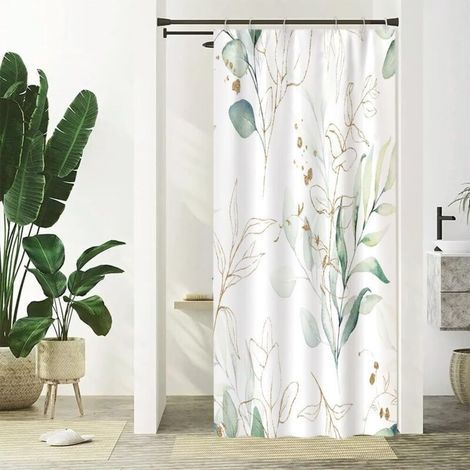 Rideau De Douche Petit Rideau De Baignoire Anti Moisissure Imperméable Tissu Polyester Lavable Rideau De Bain Mit 12 Häkeln 90x180cm