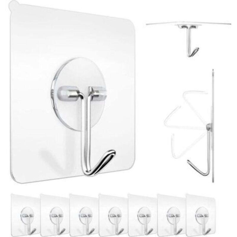 Klebender Wandhaken 10 Stück, 6 X 6 Cm – Wandhaken Aus Edelstahl Für Zuhause, Küche, Badezimmer – Maximale Belastung: 5 Kg – Ideal Für