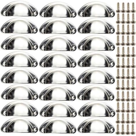 24er-pack Retro-metall-türknäufe, Schubladengriffe, Möbelgriffe, Eisen-schubladendekoration (silber)
