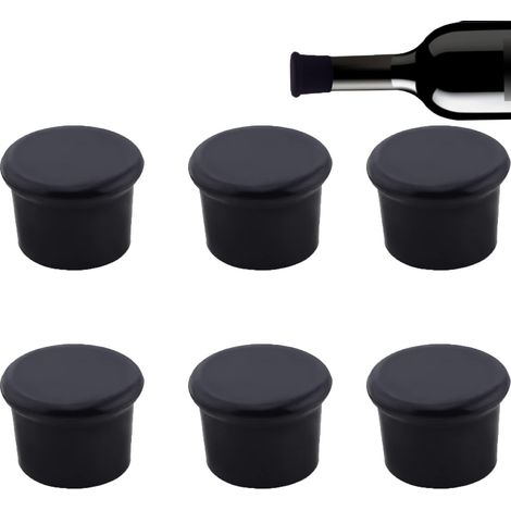 Lot Von 6 Wiederverwendbaren Bouchons Aus Silikon Für Bouteilles De Vin, De Champagne, De Bière Und Bouteilles Fraîches (noir)