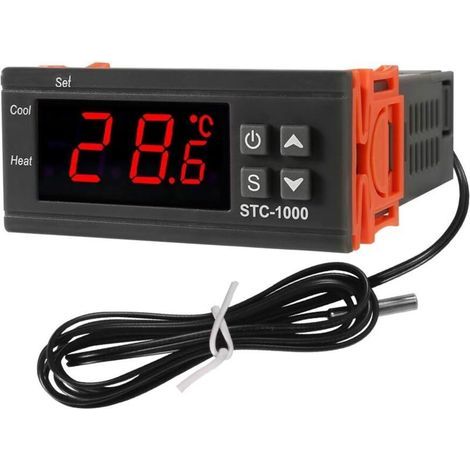 Stc-1000 10 A Dc 24 V Led Digitaler Temperaturregler Heizung Kühlung Celsius Thermostat 2 Relais Led-ausgang Mit Ntc-sonde (24 V)