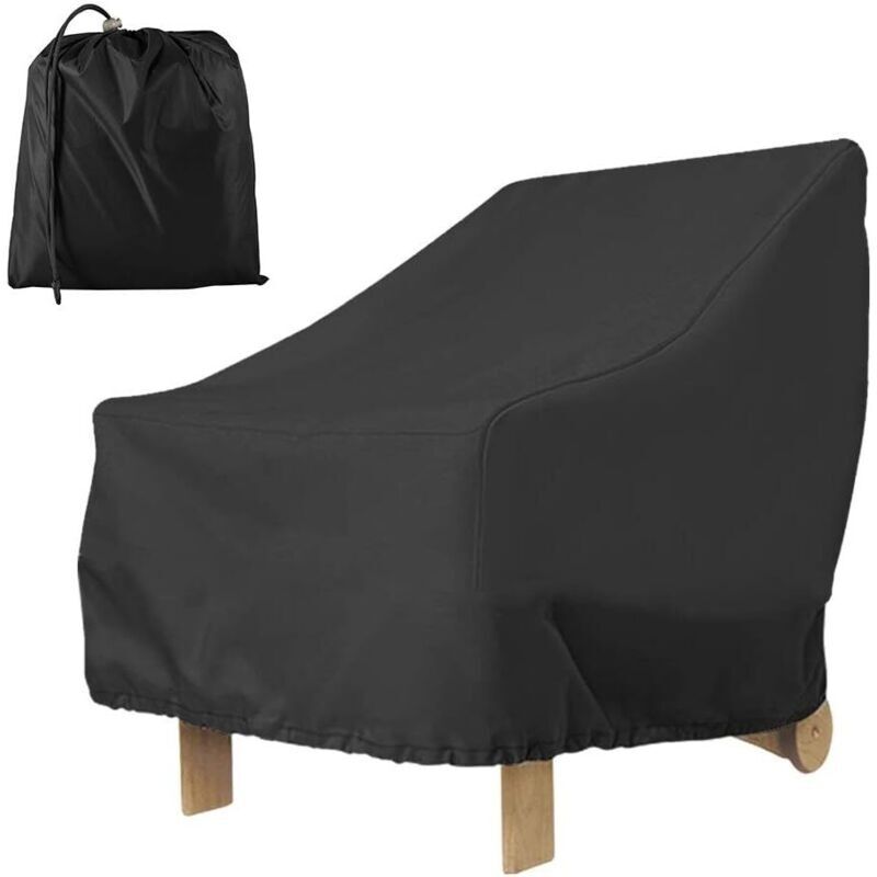 Housse Fauteuil Jardin Extérieur À Assise Profonde 210d Undurchlässige Abdeckung Für Chaise Patio Anti Uv Anti-vent Mit Verstellbarem Kabel, 80 X 85 X 91,5 Cm (210d (schwarz))