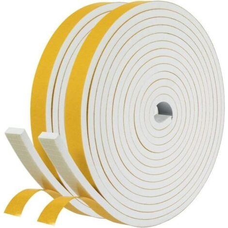 Joint Adhésif Isolation Fenêtre - Joint Porte Entrée En Mousse Caoutchouc - 2 Rouleaux 12mm(l) X 6mm(h) X 4m(l) - Anti Froid And Isolation Du Bruit - Antichoc Pour Coin De Placard, Blanc