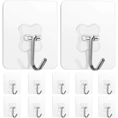 12er-pack Robuste Klebehaken, Selbstklebende Wandhaken Zum Aufhängen Von Schlüsseln, Handtüchern, Mänteln, Beschädigungsfreie Wandaufhänger Für Badezimmer, Küche