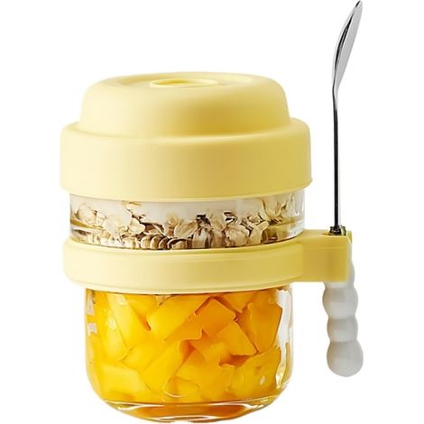 Ensemble De Deux Bocaux De Rangement En Verre, With Couvercle Et Cuillère (jaune)