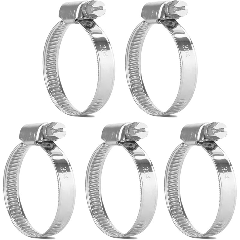 Lot Von 5 Serrage-colliers Aus Rostfreiem Edelstahl – Verschiedene Größen – Serrage-colliers, Einstellbar Von 91–114 Mm