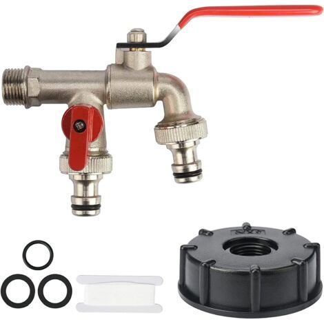 1/2" Raccord Robinet En Laiton, Robinet Adaptateur Cuve 1000l, Robinet Recuperateur Eau De Pluie Pour Jardin, Cuve