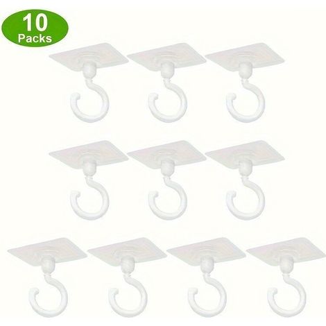 10er-pack Um 360° Drehbare, Selbstklebende Deckenhaken Für Pflanzenaufhänger Und Laternen, Weiß
