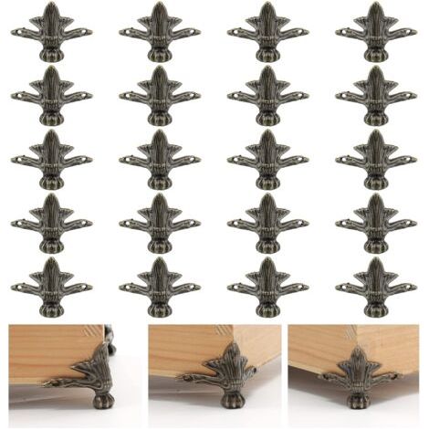 20er-pack Boxbeine Aus Antikem Messing, Schmuckschatullenbeine Aus Holz, Dekorative Eckschutzfüße, Bronze
