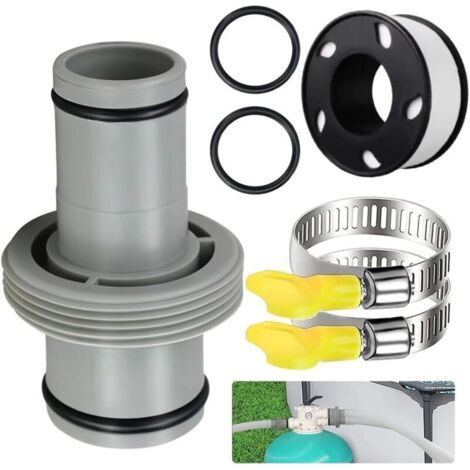Schwimmbadschlauchanschluss 38 Mm Auf 33 Mm Schwimmbadadapter, Zubehör Mit Edelstahlklemmen Und -ringen, Dichtungsband