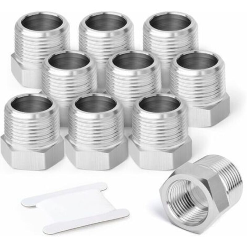 10 Stück 304 Edelstahl-reduzier-sechskantbuchse, 1/2 Zoll Bsp-stecker Auf 3/8 Zoll Bsp-innenrohr, Reduzieradapter, Konverter