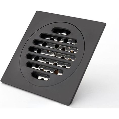 Quadratischer Duschabfluss Aus Mattschwarzem Messing, Geruchsdicht, 10 Cm, Für Bad Und Dusche, Abflussgitter, Duschsiphon, Haarfilter, Externe Duschabflussabdeckung