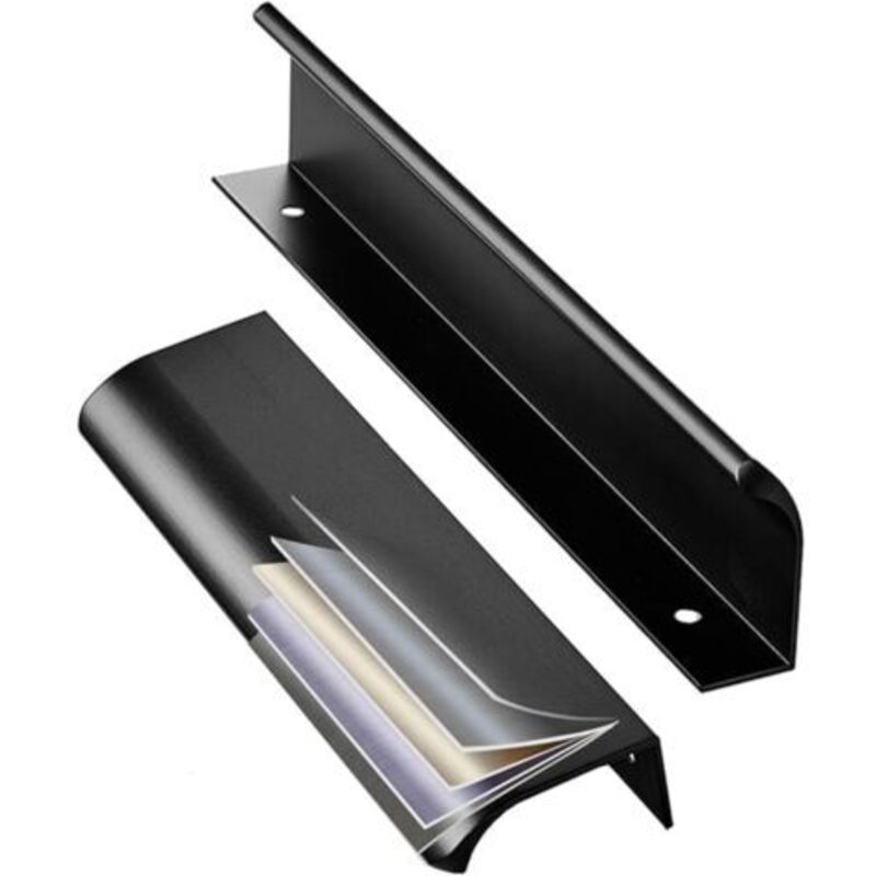 2 Stück 128 Mm Verdeckter Küchenschrankgriff, Türgriffe, Profilgriff Aus Aluminiumlegierung, Integrierte Griffe, Küchenschrankgriff, Schwarz