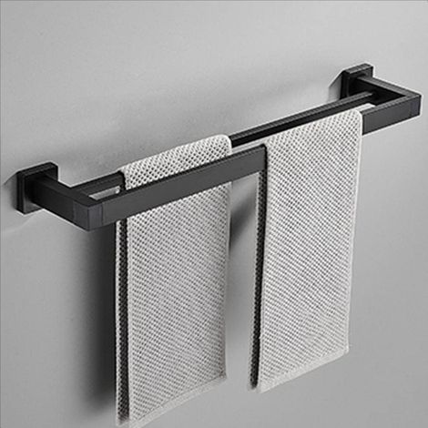 Schwarzer, Selbstklebender Handtuchhalter Aus Aluminium Zur Wandmontage, Ohne Bohren, Für Küche Und Badezimmer