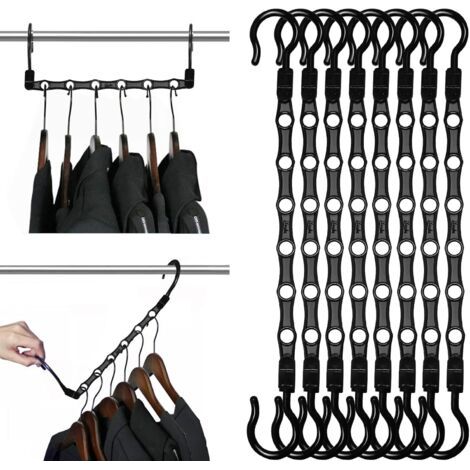 Black Magic Kleiderbügel Mit 8 Platzsparenden Haken, Multifunktional Vertikal Und Horizontal, Um 360° Drehbarer Schrank-organizer, 3-mal Platzsparend, Kleiderbügel Für Kleidung Und Taschen