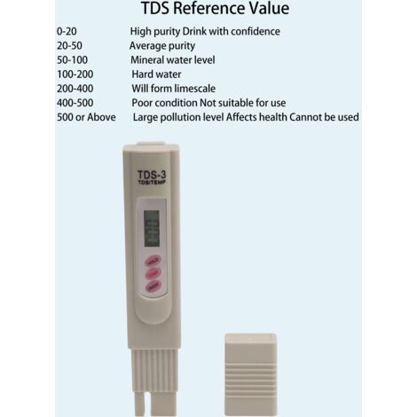 Tragbarer Digitaler Wasserqualitätstester, Tds-messgerät, 3 Tasten, Grau, Für Aquarium, Schwimmbad –
