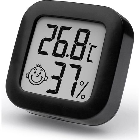 Mini-innentemperatur-hygrometer Mit Hoher Präzision, Temperatur- Und Luftfeuchtigkeitsmesser (schwarz, 4,3 Cm X 4,3 Cm)
