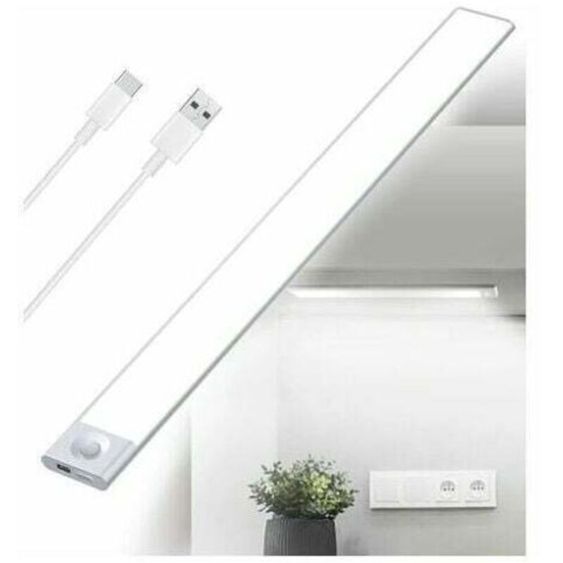 Led-küchen-sous-meuble-regler, Wiederaufladbar, Usb – 40 Cm – 2500 Mah – Lampe Placard Détecteur De Movement – ​​barre Led Sans Fil, Wiederaufladbar – Lumière Avec Capteur Pir À Pile Pour Escalier I