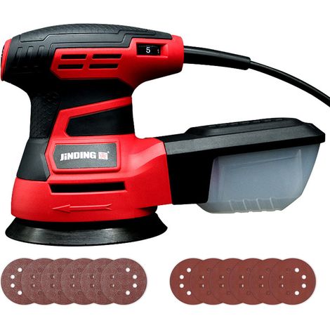 Jd2521 Exzenterschleifer, 350 W, Variable Geschwindigkeit, 20 Blatt Schleifpapier, 125 Mm Schleifteller, Staubsammler, Für Holz- Und Stahloberflächen – Rot