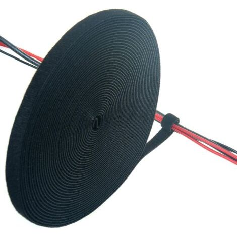 Schwarz, Kabelmanager 10 M X 20 Mm, Selbstklebender Kabelmanager Mit Klettverschluss, Selbstklebender Klettverschluss Aus Mikrofaser, Wendbar, Verstellbar, Wiederverwendbar