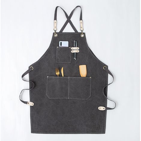 Unisex-arbeitsschürze, Werkzeugschürze Für Die Küche, Verstellbarer Riemen, Segeltuch Mit 3 Taschen, Werkstattschürze Für Holzbearbeitung (grillen, Bäckerei, Zimmerei, Tätowieren, Friseur, B