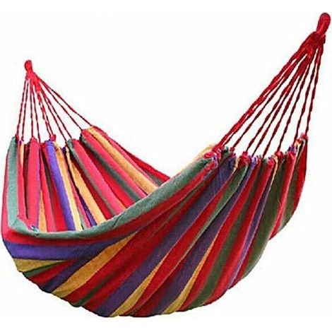 Hamac En Toile De Parachute Portable Cotton Hamac De Jardin Respirant Portable De Voyage Camping Pour Double Charge Maximale 300 Kg Mehrfarbig (2 Personen, Rot)