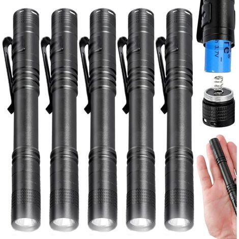 Lot Von 5 Mini-led-taschenlampen – Einladungskarten – Für Den Außenbereich, Das Camping, Die Randonnée, Die Reparatur, Die Dringlichkeit – 2 Stapel Aaa (nicht Im Lieferumfang Enthalten)