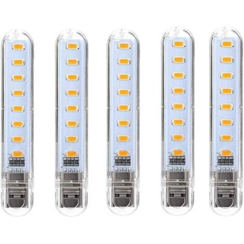 Pr Usb-led-lampe, Led-mini-tragbare Usb-lampe, 5-teiliges Computer-tastaturlicht, Für Pc, Computer, Powerbank (kaltweiß) [energieklasse G]