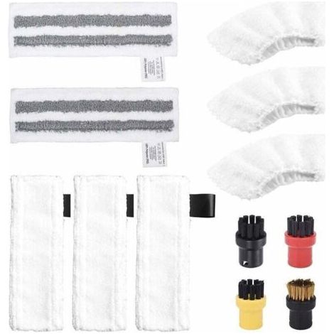 Packung Mit 12 Zubehörteilen Für Nettoyeur Vapeur Kärcher Easyfix Sc2 Sc3 Sc4 Sc5, Xu, Set Aus Chiffon-mikrofaser Und Buse Sol Brosses Rondes Kompatibel Mit Nettoyeurs Vapeur Kärcher Nouveau Pack